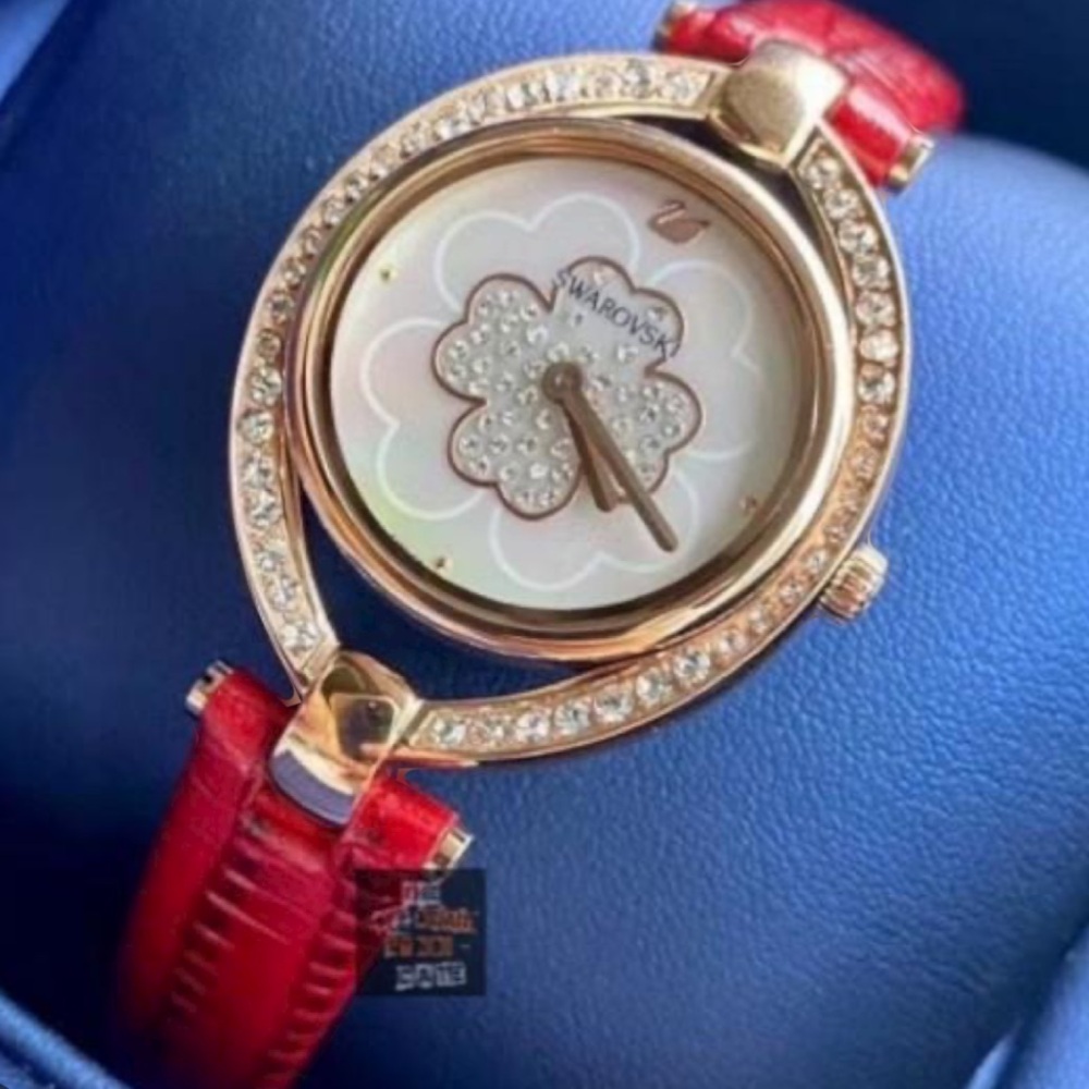 New Swarovski Stella Women's Watch Leather Strap LS Red 29 mm 5421822 - Picture 13 of 17